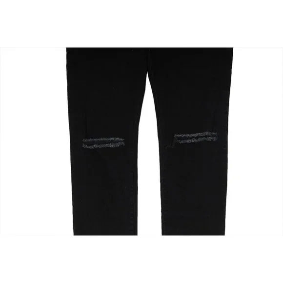 Balmain Mens Skinny Jeans Size 33x34 Black Knee Slashed Stretch Distressed Denim